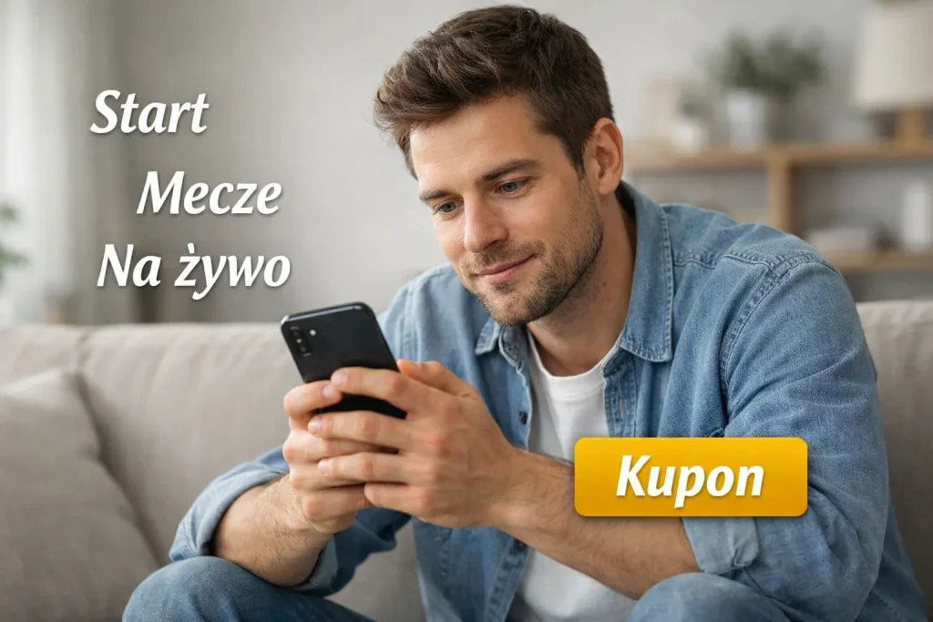 Początkujący gracz poznający interfejs aplikacji bukmacherskiej na smartfonie