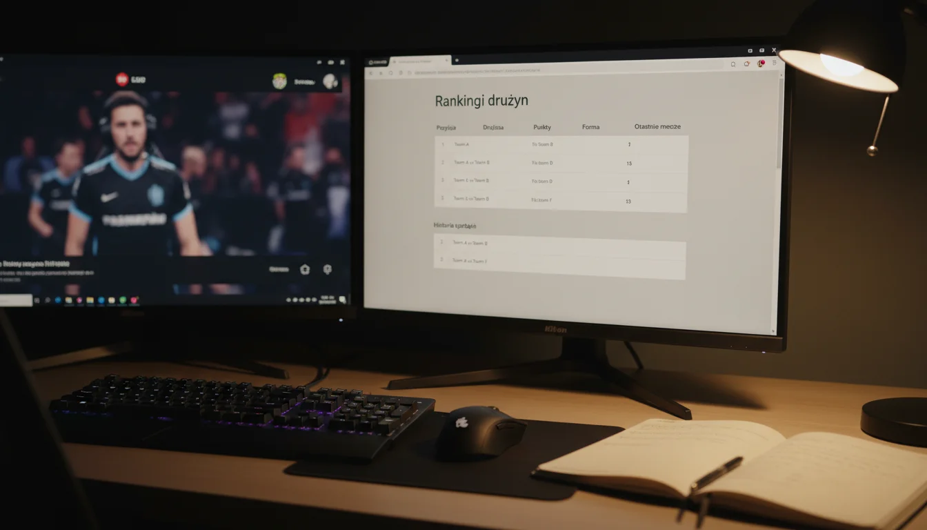 Monitor z portalem statystyk e-sportowych i analizą drużyn