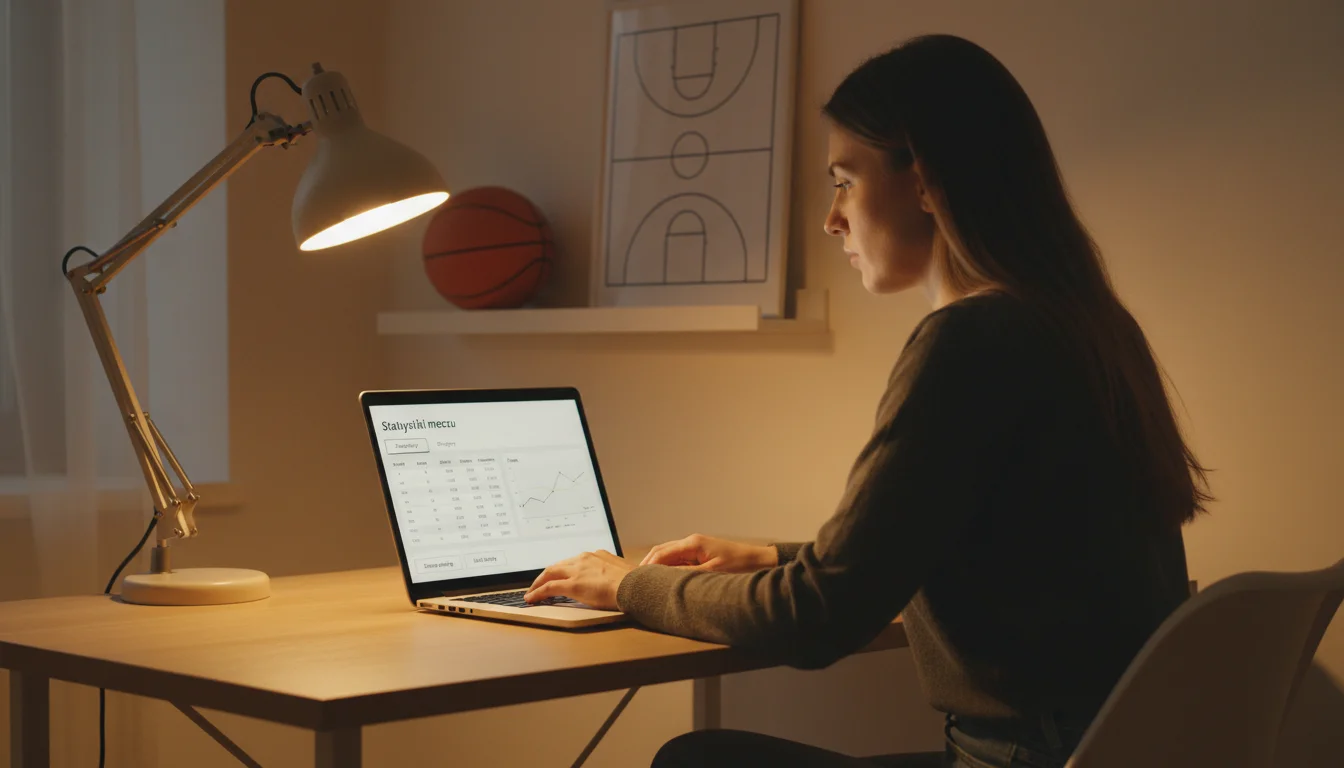 Laptop z zaawansowanymi statystykami koszykarskimi NBA