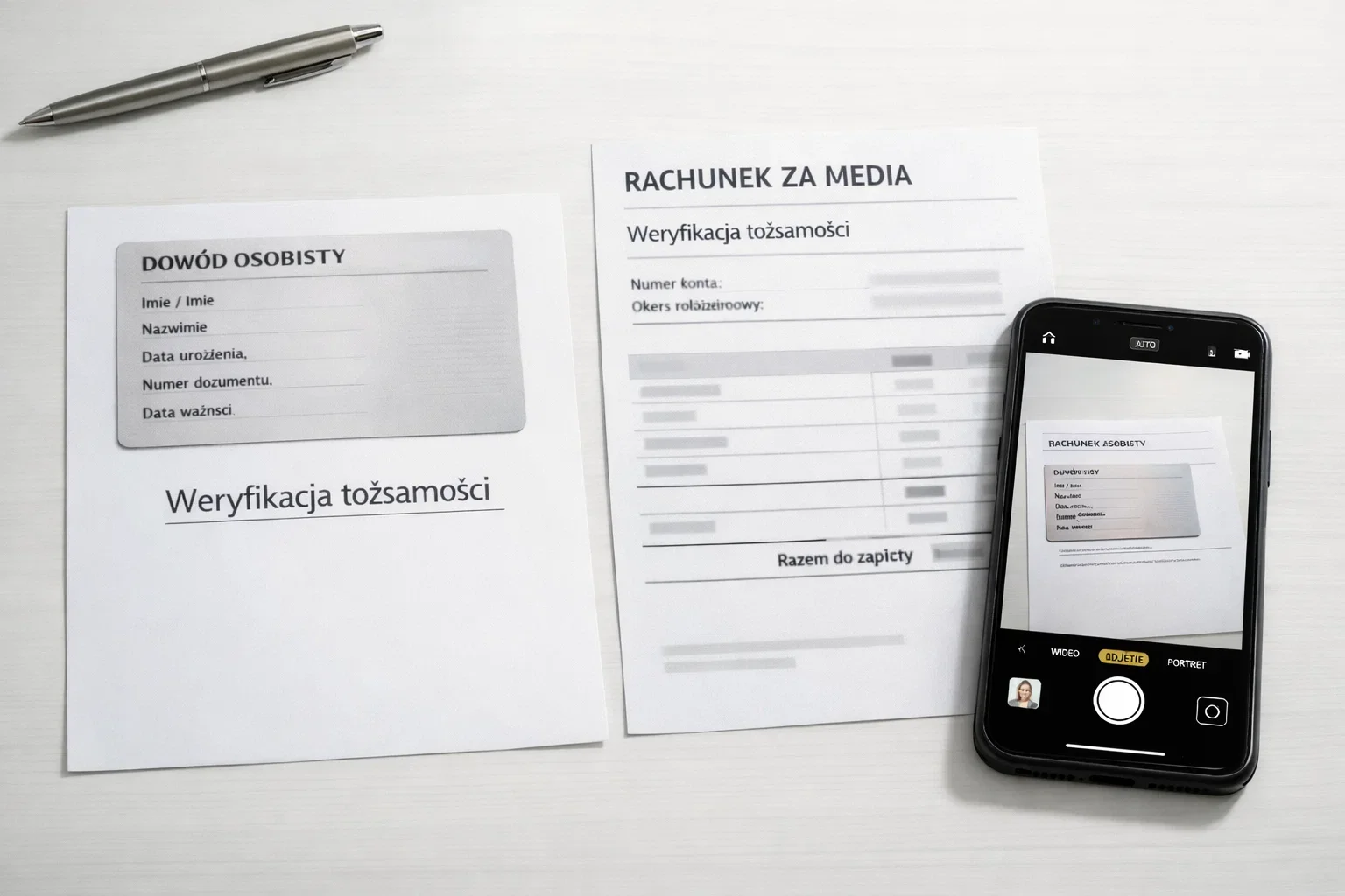 Dokumenty tożsamości i smartfon używane do weryfikacji konta u bukmachera